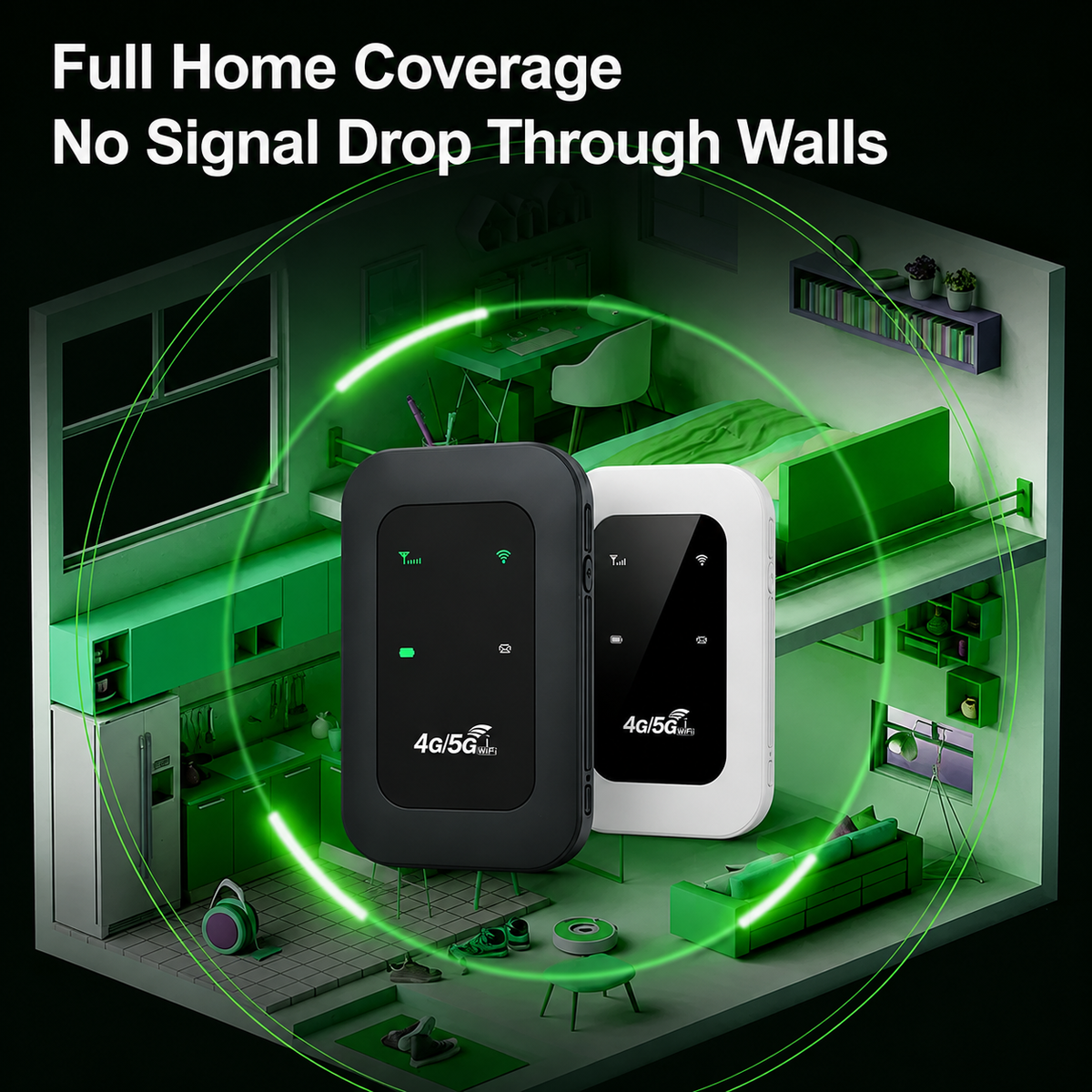 Portable Wi-Fi shown in a home setting
