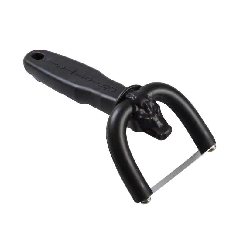 Handheld meat fat trimming tool on a white background
