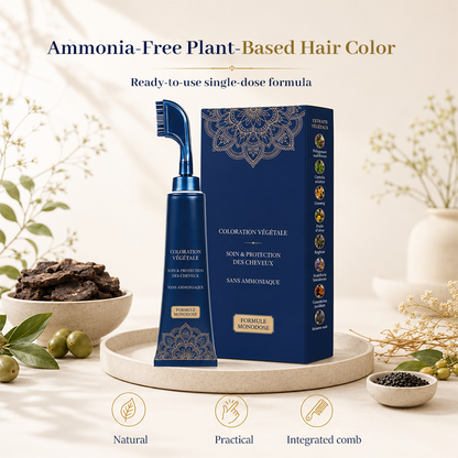Comb applicator and package with botanicals