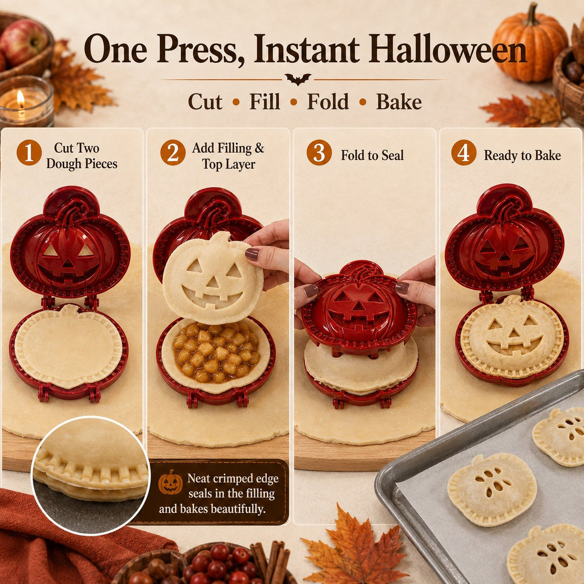 Step-by-step Halloween hand pie preparation