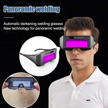 Person wearing the welding goggles