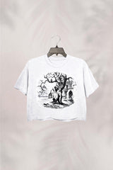 Vintage Gothic Dark Art Crop Top For Women